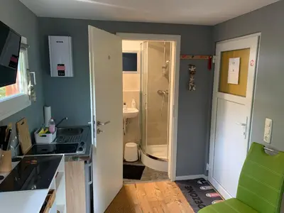 Ein Badezimmer in der Unterkunft Tiny-Ferienwohnung Hellerau 2