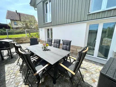 Ein Patio oder anderer Außenbereich in der Unterkunft Ferienhaus „Am Sandstein“