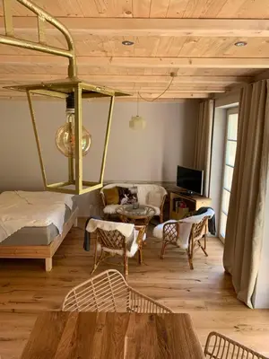 Ein Bett oder Betten in einem Zimmer der Unterkunft Idyllische Fewo Belling Spa - eigene Sauna