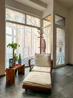 Ein Sitzbereich in der Unterkunft Atelier Dresden Neustadt