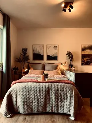 Ein Bett oder Betten in einem Zimmer der Unterkunft Hübsches Design Apartment mit Parkplatz im Zentrum von Königstein