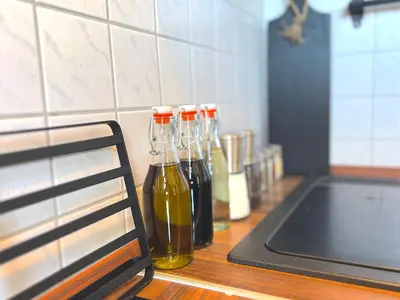 Küche/Küchenzeile in der Unterkunft Elbling Apartment mit Terrasse - Netflix - Parkplatz - Weinbergblick