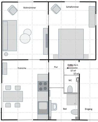 Grundriss der Unterkunft Ferienwohnungen im KUNST.HAUS am See