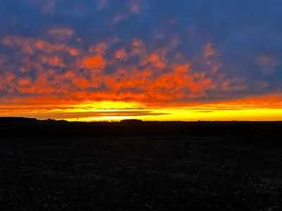 Blick auf den Sonnenuntergang/Sonnenaufgang von der Ferienwohnung aus oder aus der Nähe