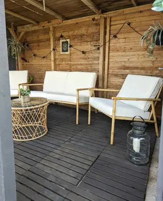Ein Sitzbereich in der Unterkunft Ferienhaus Lausitz