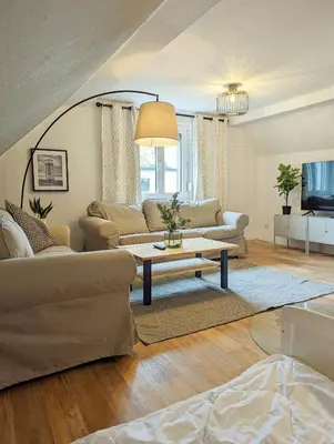 Ein Sitzbereich in der Unterkunft Ferienhaus Lausitz