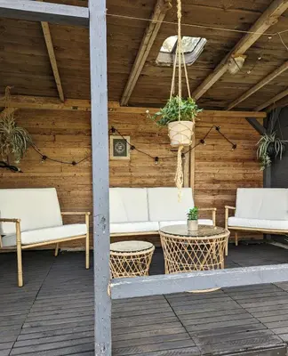 Ein Sitzbereich in der Unterkunft Ferienhaus Lausitz