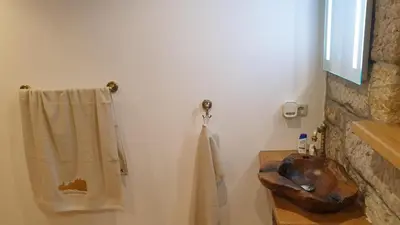 Ein Badezimmer in der Unterkunft Das Ferienhaus Protze