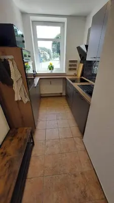 Küche/Küchenzeile in der Unterkunft Ferienwohnung am Hofladen Hellendorf - Sächsische Schweiz