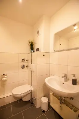 Ein Badezimmer in der Unterkunft Wohnperle Leubener Stübchen