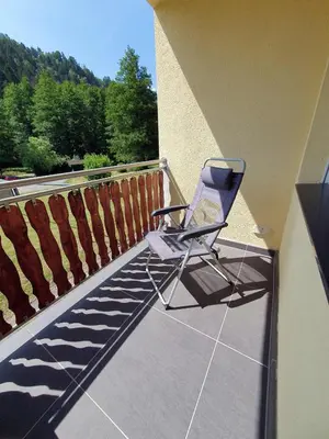 Ein Balkon oder eine Terrasse in der Unterkunft Ferienwohnung Wandersruh - Oase der Ruhe am Malerweg und die sächs. Schweiz direkt vor der Haustür