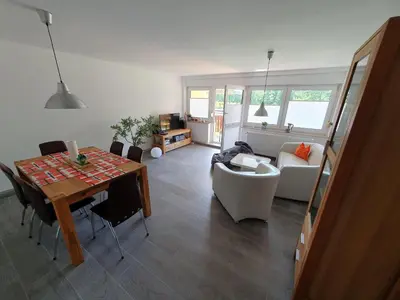 Ein Sitzbereich in der Unterkunft Ferienwohnung Wandersruh - Oase der Ruhe am Malerweg und die sächs. Schweiz direkt vor der Haustür