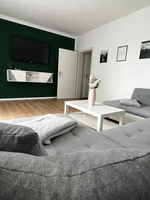 Ein Sitzbereich in der Unterkunft Ferienwohnung zum Scheibe-See