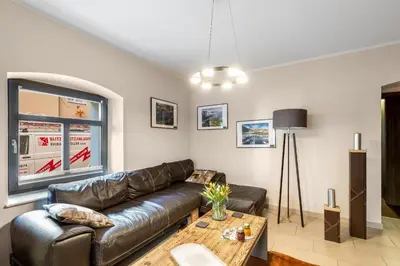 Ein Sitzbereich in der Unterkunft Ferienwohnung Kraxlhütte Dresden
