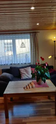 Ein Sitzbereich in der Unterkunft Urlaub auf dem Reiterhof Schaarschmidt
