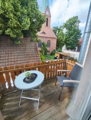 Ein Balkon oder eine Terrasse in der Unterkunft Ferienwohnung Monteurswohnung Großräschen