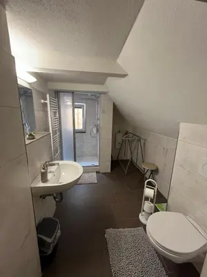 Ein Badezimmer in der Unterkunft Pension Alpenrose