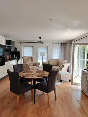 Ein Sitzbereich in der Unterkunft Ferienwohnung zur alten Post