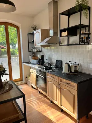 Küche/Küchenzeile in der Unterkunft Ferienwohnung Am Bürgerteich