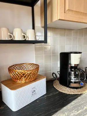 Küche/Küchenzeile in der Unterkunft Ferienwohnung Am Bürgerteich