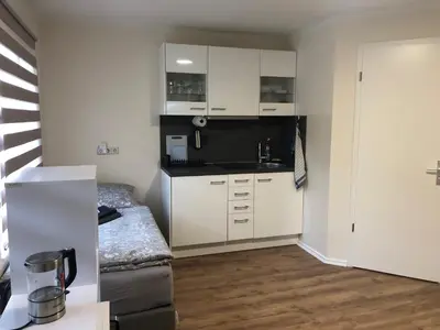 Küche/Küchenzeile in der Unterkunft GottwaldHaus-Freiberg-Apartment / B