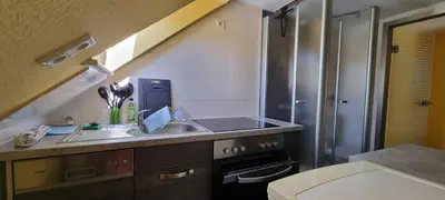 Küche/Küchenzeile in der Unterkunft Ferienwohnung am Fuße des Schwartenberges