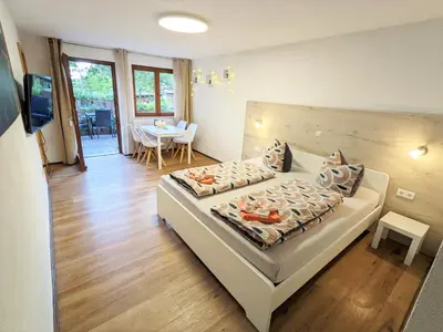 Ein Bett oder Betten in einem Zimmer der Unterkunft S3 - Urlaubsmagie - für 4P mitten im Elbsandsteingebirge