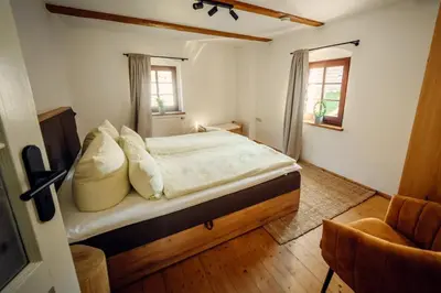 Ein Bett oder Betten in einem Zimmer der Unterkunft Landdomizil Zeißig