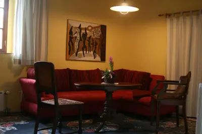 Ein Sitzbereich in der Unterkunft Poncet´sches Herrenhaus