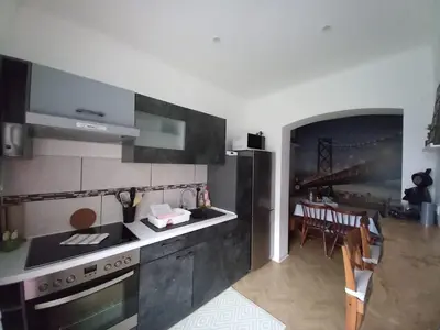 Küche/Küchenzeile in der Unterkunft Ferienwohnung Gutshaus Klitzschen