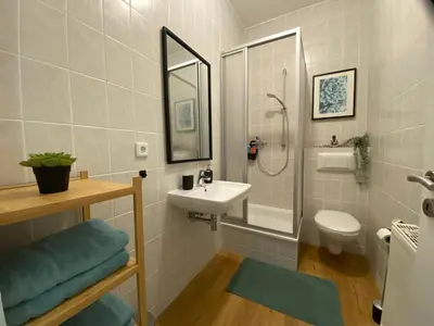 Ein Badezimmer in der Unterkunft K2-Project - Zeitreise ins Smart Living