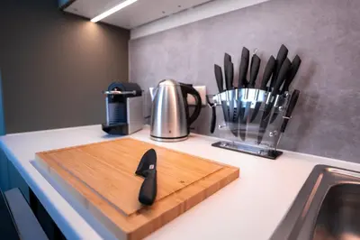 Küche/Küchenzeile in der Unterkunft Design Apartment - Balkon - Induktionskochfeld - Zentral