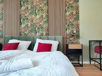 Ein Bett oder Betten in einem Zimmer der Unterkunft tealounge 2 Raum + Küche