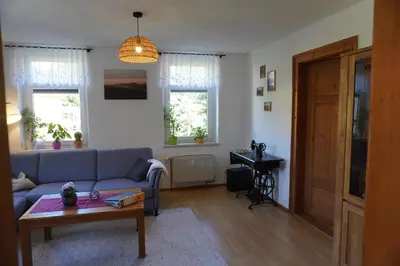 Ein Sitzbereich in der Unterkunft Ferienwohnung Ufer - Urlaub in der Sächsischen Schweiz