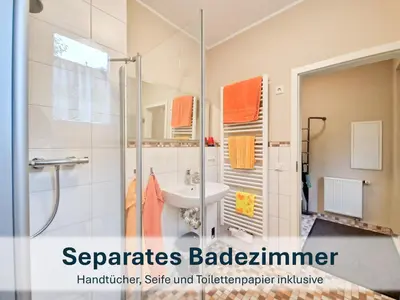 Ein Badezimmer in der Unterkunft Dresden, Ferienhaus Strietzel