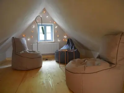 Ein Sitzbereich in der Unterkunft Ferienhaus FERGUNNA direkt am Kammweg mit Sauna