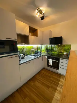 Küche/Küchenzeile in der Unterkunft Luxuriöses Ferienapartment A2 mit umzäunten Garten, 55qm