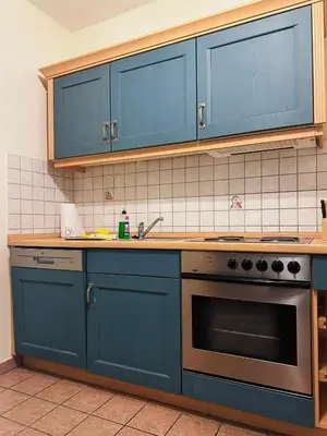 Küche/Küchenzeile in der Unterkunft Familienapartment Münzgasse mit Blick zur Frauenkirche