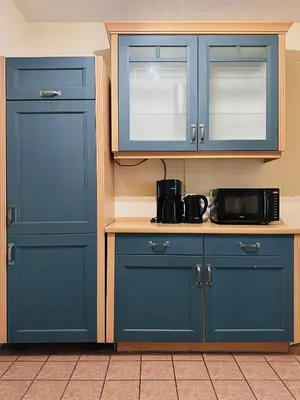 Küche/Küchenzeile in der Unterkunft Familienapartment Münzgasse mit Blick zur Frauenkirche