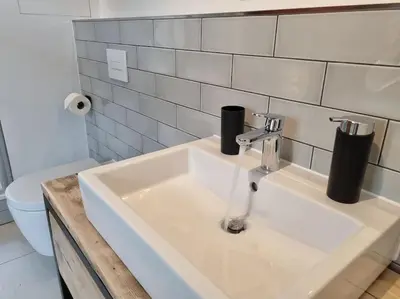 Ein Badezimmer in der Unterkunft Komfortables Apartment im Industrial Chic