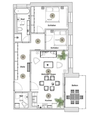 Grundriss der Unterkunft PINEAPPLE APARTMENTS - Zwinger IX - 80qm - 1x free parking