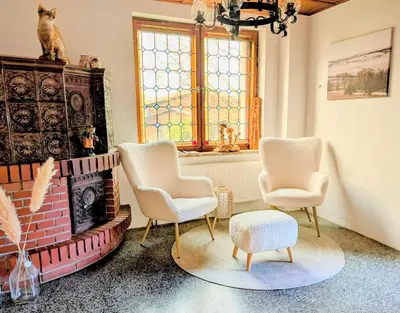 Ein Sitzbereich in der Unterkunft Ferienhaus Oelsener Höhe
