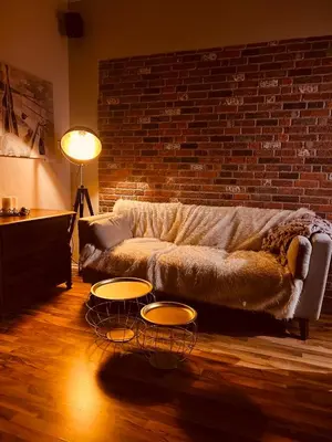 Ein Sitzbereich in der Unterkunft Stylische Altbauwohnung Dresden Striesen ruhig und zentral
