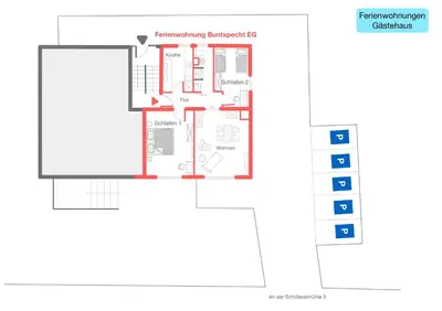 Grundriss der Unterkunft Ferienwohnungen im Gästehaus der Villa Wilisch