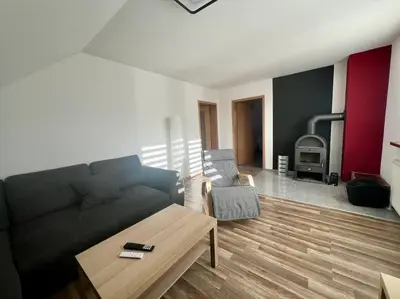 Ein Sitzbereich in der Unterkunft Schöne Ferienwohnung im Grünen