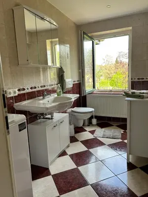 Ein Badezimmer in der Unterkunft Ferienwohnung in Freital bei Dresden