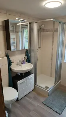 Ein Badezimmer in der Unterkunft Ferienwohnung im Fachwerkhaus
