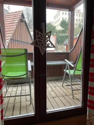 Ein Balkon oder eine Terrasse in der Unterkunft Pension am Markt Meißen
