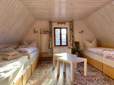 Ein Bett oder Betten in einem Zimmer der Unterkunft Fachwerkhof Klosterbuch
