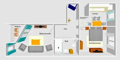 Grundriss der Unterkunft Modernes Zwei-Zimmer-Apartment Chemnitz - Kaßberg